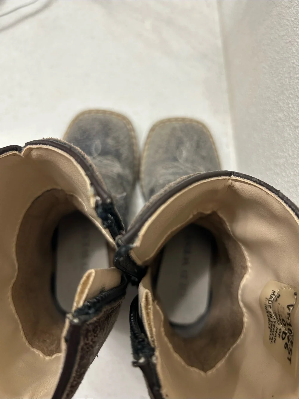 Kids Brown Paw-Print Cowboy Boots